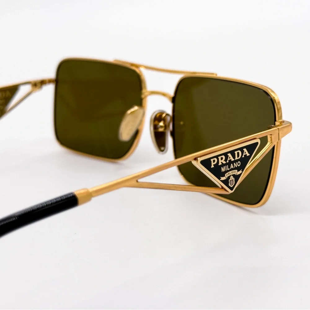 NEW PRADA SPR A52 15N01T SQUARE GOLD PRA52S 15N01T WOMEN PR A52S SUNGLASSES